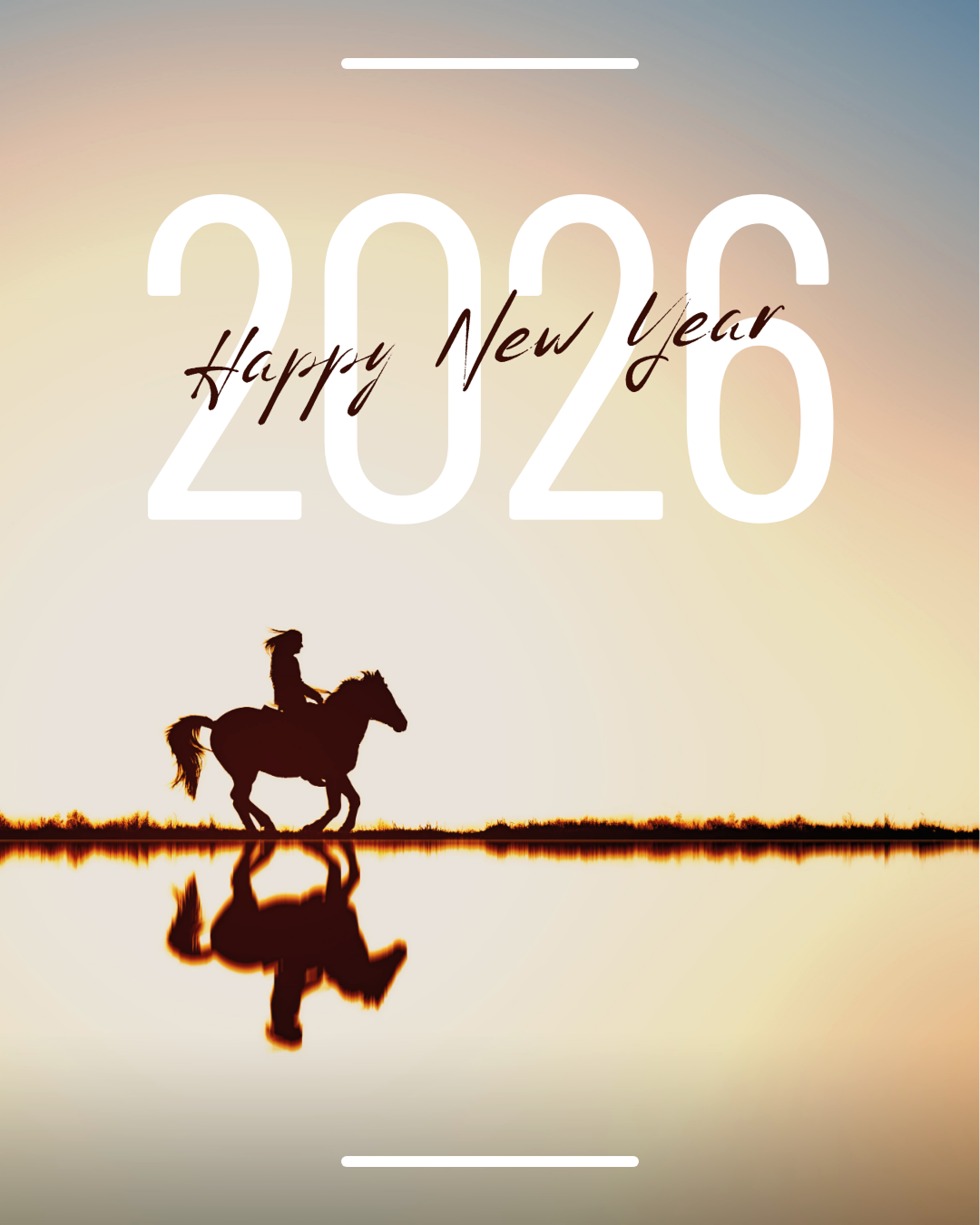 オレンジ ブラウン ダイナミック 2026年 新年 挨拶 Instagramの投稿 縦